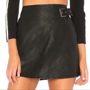 Jack by BB Dakota Womens Skirt Size 4 Black Faux Leather Wrap Mini Buckle